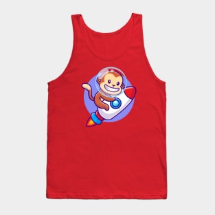 Cute Monkey Riding Rocket Cartoon Tank Top